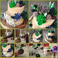 Succulent Rustic Anniversary Cake