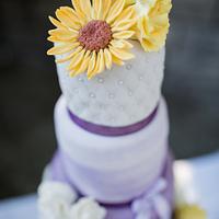 Purple ombré with cheery sunflowers