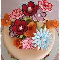 Vellum styled flower cake