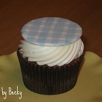 Blue Gingham Baby Shower Cupcakes