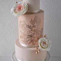 Blush Pink and Gold Wedding Cake