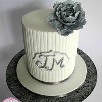 White and Silver wedding cake
