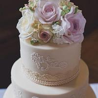 Lacey vintage wedding cake