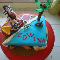 Beach themed Birthday cake