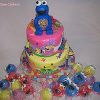 Sesame Street featuring Cookie Monster (with matching cake pops)