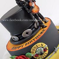 Guns and roses birthday cake