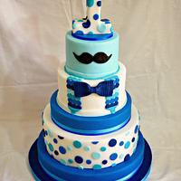 Blue mustache cake