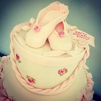 Ballet Shoe and Ruffle Birthday Cake 