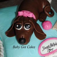 Weiner Dog Pillow Cake