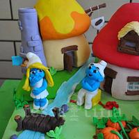 Smurf's Village cake