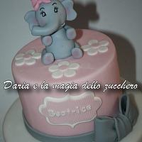 baby elephant baptism cake
