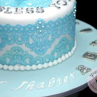 Christening Cake with Edible Lace Icing