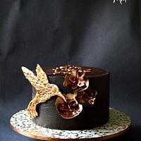 Chocolate Hummingbird & flowers