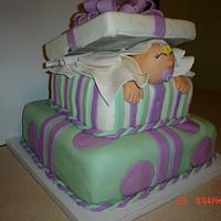Baby in a Giftbox Baby Shower Cake