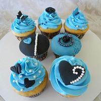 Blue and Black Vintage Inspired Cupcakes