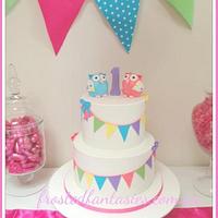 1st Birthday Owl lolly buffet and cake