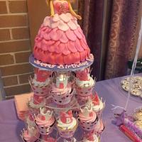 Princess Cake with Crown Cupcakes