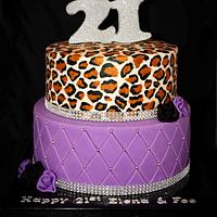 Leopard and Quilted tier cake