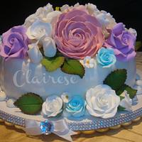 Bouquet of roses themed wedding cake