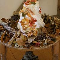 Golden fall wedding Cake