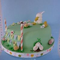 Easter Bunny and bunting cake for charity.