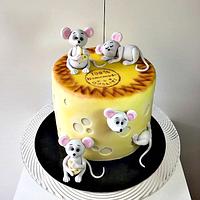 Cheese with mice cake