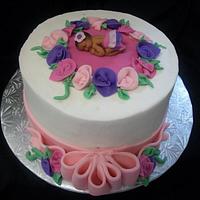 Ribbons and Roses Baby Shower Cake
