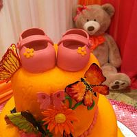 Orange and Pink Butterfly cake