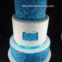 marbled mosaic wedding cake