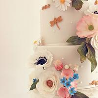 Tropical Flora Wedding Cake