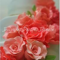 Coral Peony Wedding Cake