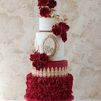 Valentine dark red cut out wedding cake - cake by - CakesDecor