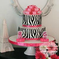 Zebra & Pink blingy cake & cookies