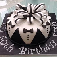 Black & White themed 50th Birthday Cake