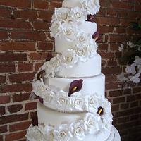 5 tier Rose Cascade Wedding Cake