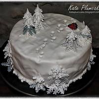 Winter cake - footprints in the snow