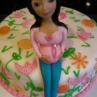 Baby shower cake with pregnant cake topper 
