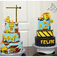 Construction theme cakes