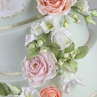 vintage country blooms wedding cake