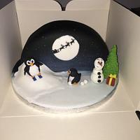 Cute penguin Xmas cake