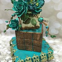 Elegant  Bronze & brown wedding cake 