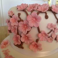 Cherry blossom birthday cake