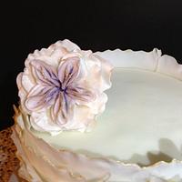 fondant frill with cabbage rose