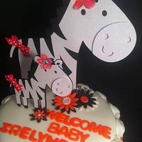 Zebra and Damask Babyshower Cake and Cupcakes