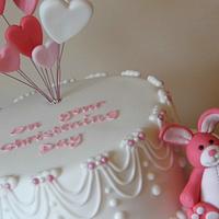 Blocks and bunnies christening cake