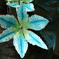 Special Project - 1st attempt at wired flowers (Blue Stargazer Lilies)