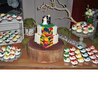 lego cupcakes and wedding cake