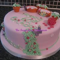Pink Garden Themed Cake