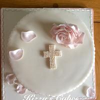 Roses and Pearls Christening Cake