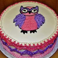 Owl cake with chevron buttercream